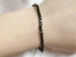 Squarely Faceted Black Agate Beads – 3 mm, 30 cm Strand, Opaque Gemstone for Jewelry Making - Image 2
