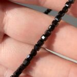 Squarely Faceted Black Agate Beads – 3 mm, 30 cm Strand, Opaque Gemstone for Jewelry Making