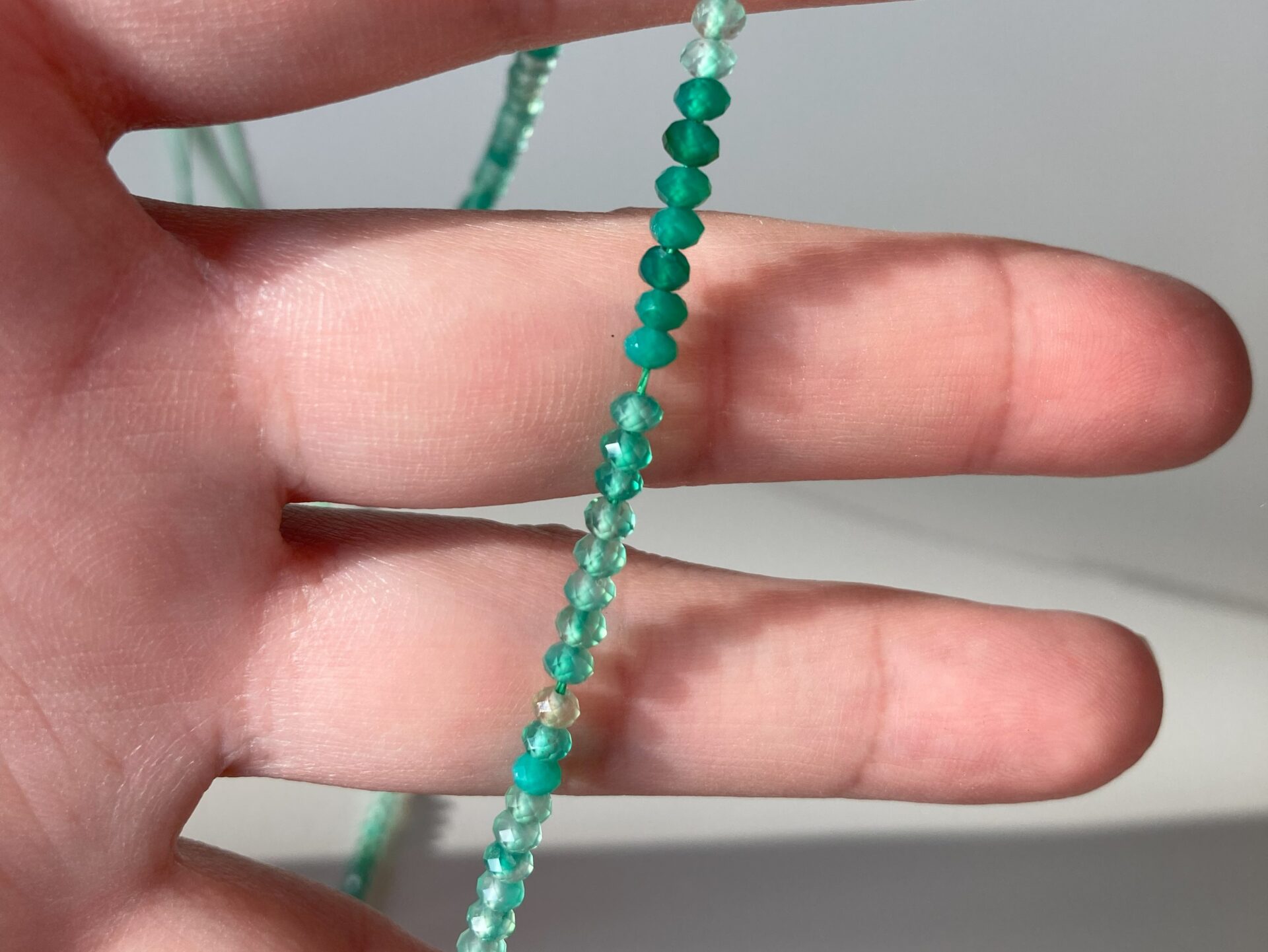 IMG_9529~photo Faceted Green Agate Beads (30cm) - Image 1