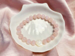 Rose Quartz & Mother of Pearl Rose Bracelet – Handcrafted, Feminine Design, Polished Beads - Image 2