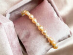 Natural Freshwater Orange & White Pearl Elastic Bracelet – Baroque Pearl Stretch Bracelet for Women, Handmade Pearl Jewelry – Bild 2