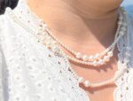 Long Mixed-Size Freshwater Pearl Necklace – 155 cm, Hand-Knotted, White, 3–6 mm Pearls