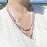 Soft Lavender Freshwater Pearl Necklace – 115 cm, Hand-Knotted, 5–6 mm Pearls