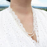 Long Hand-Knotted Freshwater Pearl Necklace – 115 cm, White, 3.5-4 mm Pearls