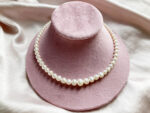 Natural White Freshwater Pearl Necklace 41cm – 6–10mm Beads with Rose S925 Sterling Silver Clip - Image 2