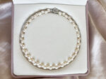 Double-Strand Natural White Freshwater Pearl Necklace 41cm – 9mm Beads with Flower S925 Sterling Silver Clip - Image 2