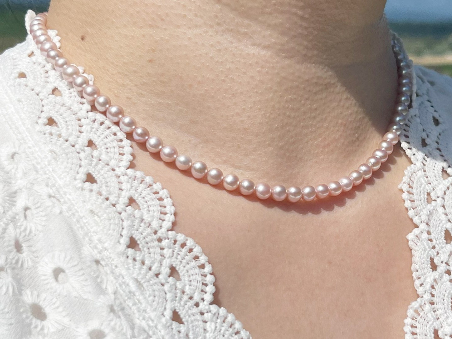 IMG_9928b Natural Purple Freshwater Pearl Necklace with S925 Silver Clasp – 40cm - Image 1