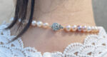 Natural Purple, Pink & White Freshwater Pearl Necklace 40cm – 6mm Beads with Rose S925 Sterling Silver Clip - Image 3
